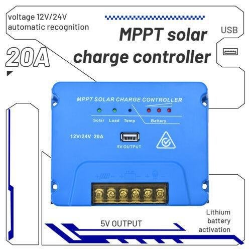 20A MPPT 12V/24V Solar Panel Battery Regulator Charge Controller