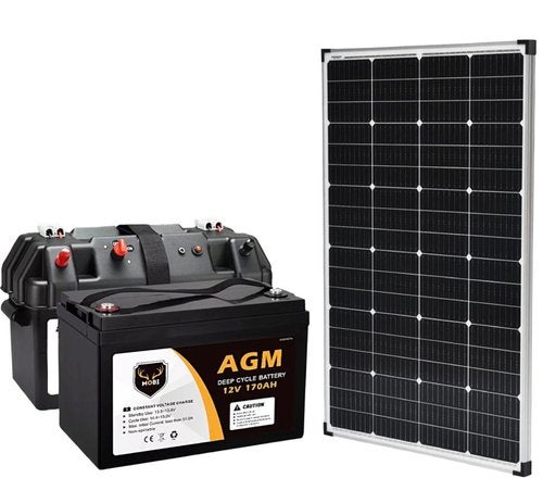 300W Monocrystalline Fixed Solar Panel + 170Ah AGM Deep Cycle & Battery Box