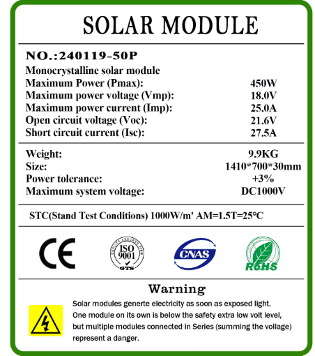 450W 12V Fixed Monocrystalline Solar Panel Portable Caravan Camping RV