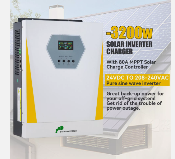 3.2KW (3200W) Off Grid Solar Hybrid Inverter Solar Charger 24V Battery MPPT 100A