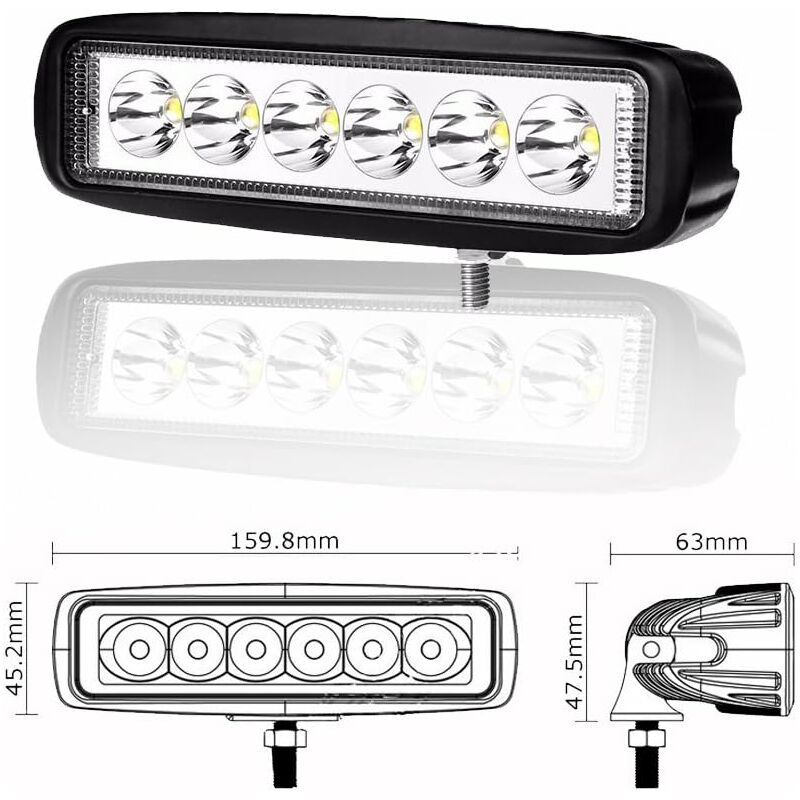 Pair 6-Inch 18W LED Spot Work Lights | 4WD & Truck – product view 4