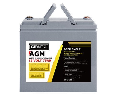 Giantz 12V 75Ah AGM Deep Cycle Battery Marine Sealed Solar Caravan Camping