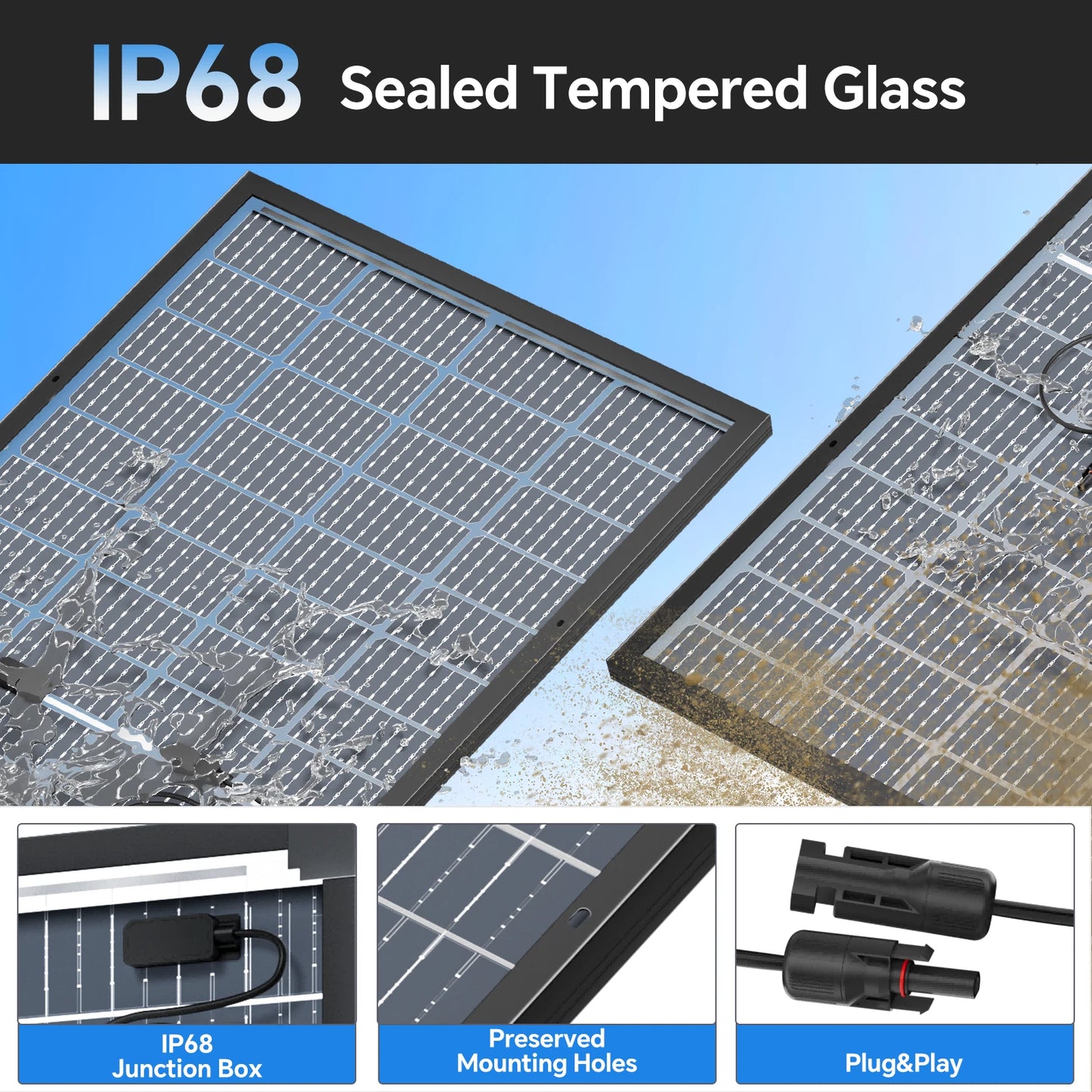 500W 12V Bifacial Shingled Fixed Solar Panel Caravan Camping RV