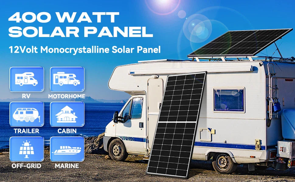 400W 12V Premium Fixed Solar Panel Mono Caravan Camping RV