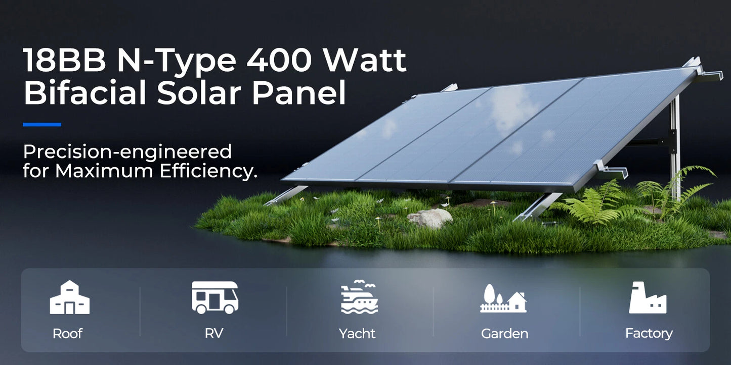 6 × 400W 12V Fixed Shingled Mono Solar Panel Bundle