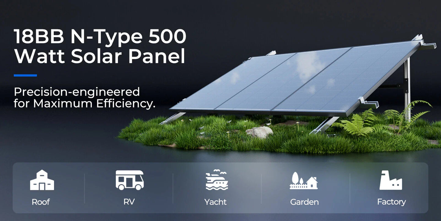 2x 500W 12V Mono Shingled Fixed Solar Panel Camping RV