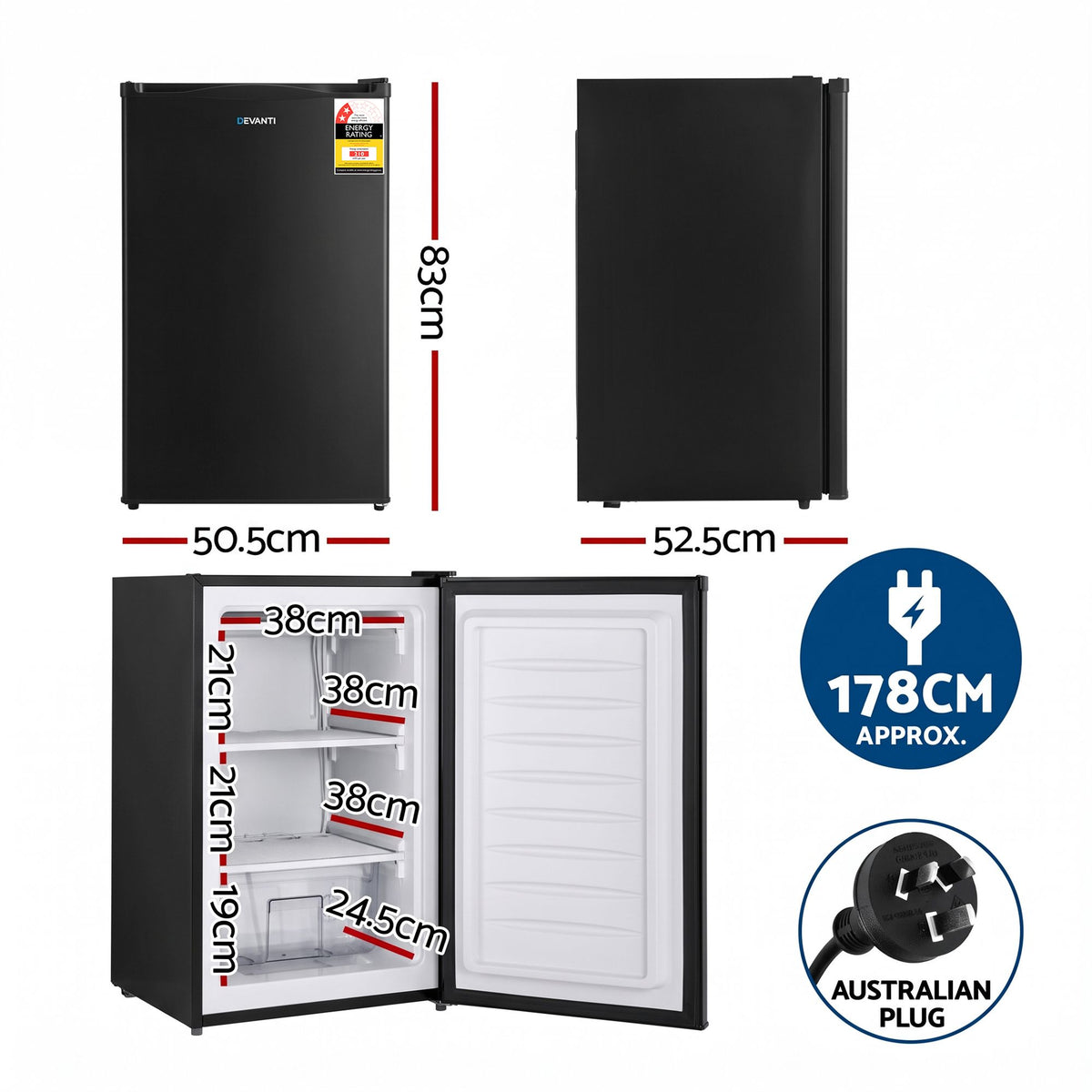 Devanti 81L Upright Freezer Fridge Black - additional product photo