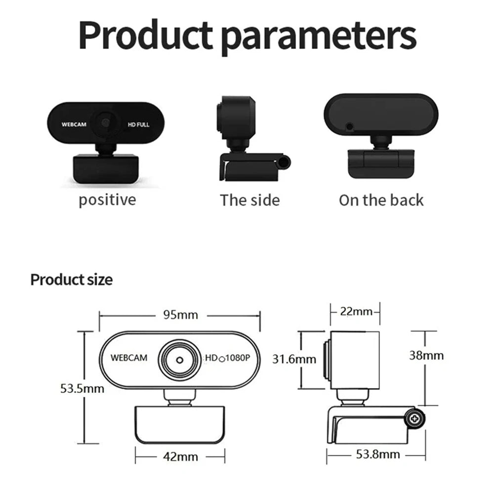 Compact black webcam for streaming and meetings