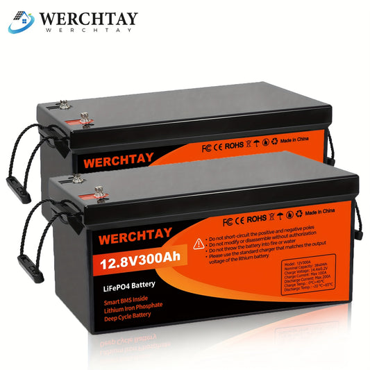 2 pack 300Ah LiFePO4 deep cycle batteries with built-in BMS