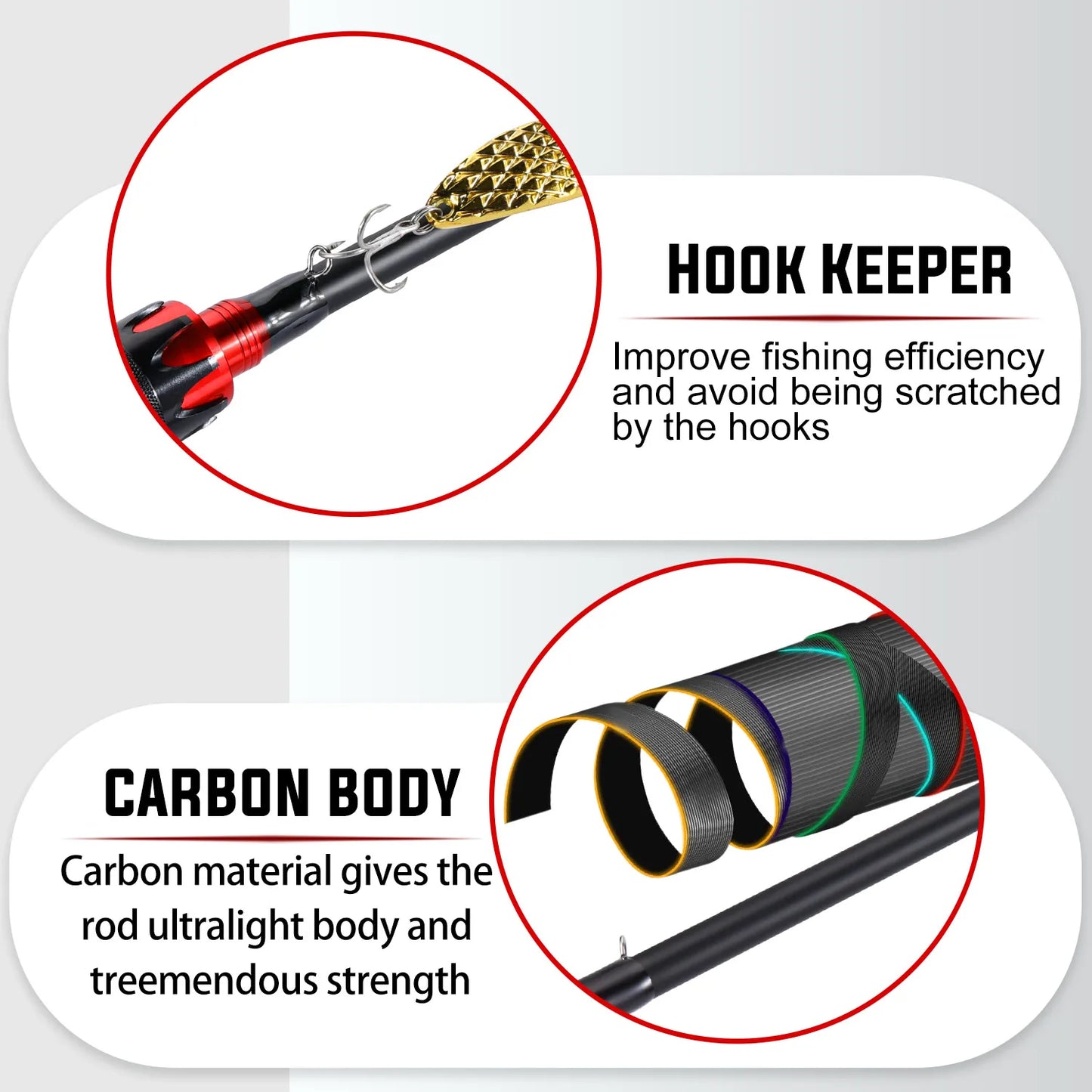 Sougayilang Bait Casting Fishing Rod 2.1m UltraLight Carbon Fiber Rod Pole 4 Section with EVA Handle