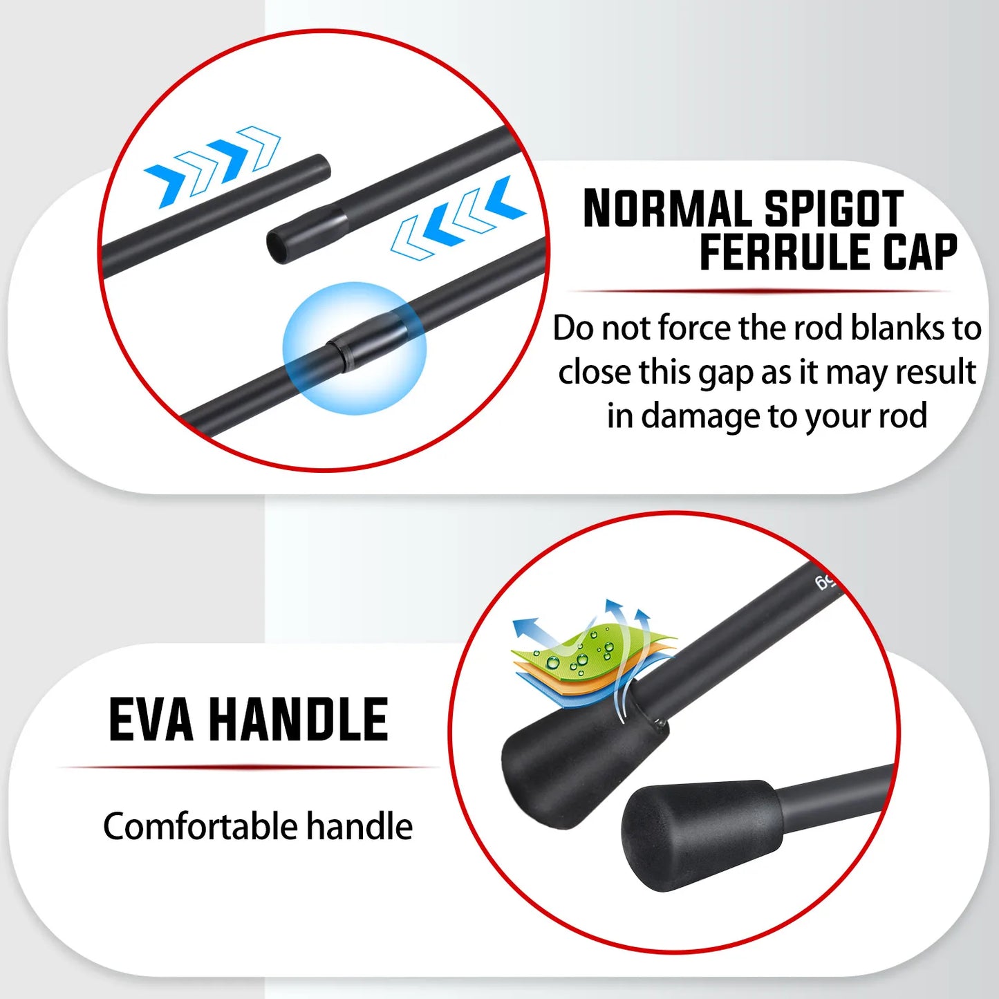 Sougayilang Bait Casting Fishing Rod 2.1m UltraLight Carbon Fiber Rod Pole 4 Section with EVA Handle