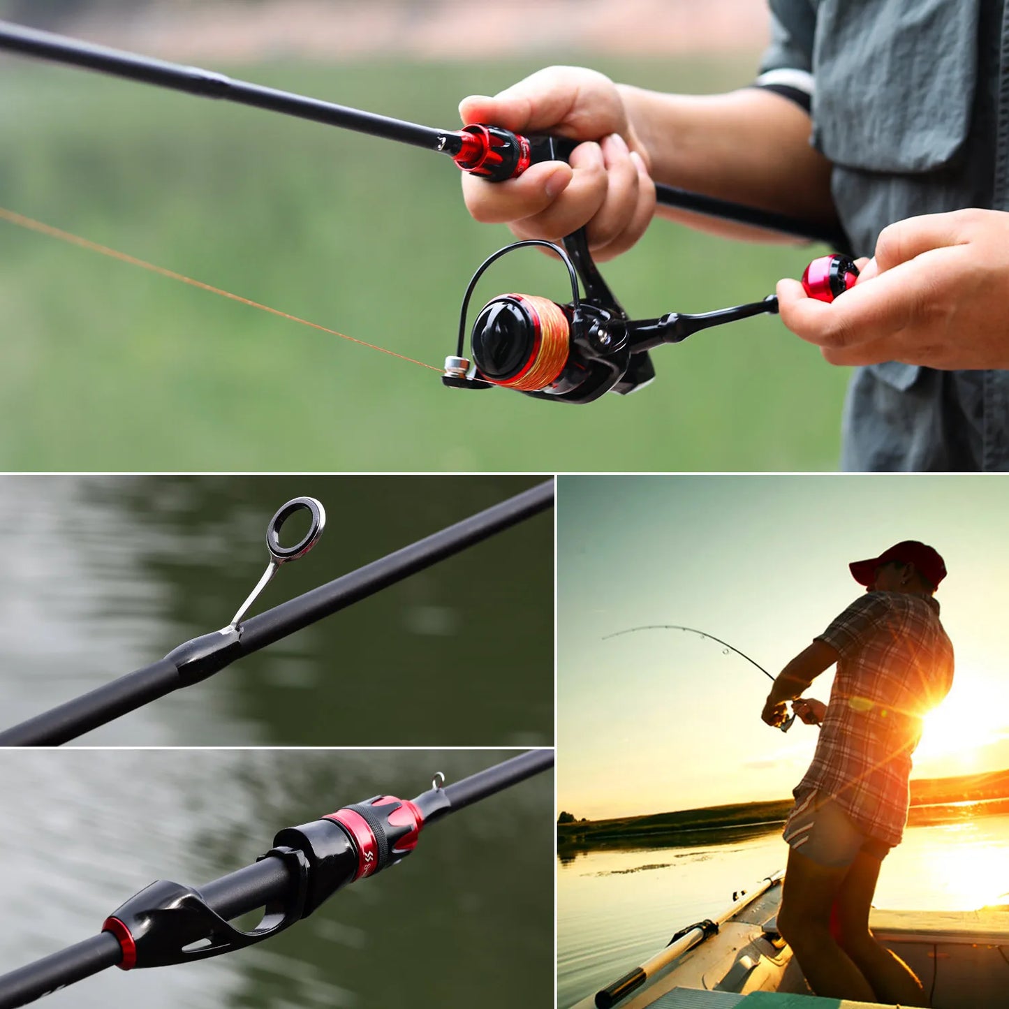 Sougayilang Bait Casting Fishing Rod 2.1m UltraLight Carbon Fiber Rod Pole 4 Section with EVA Handle