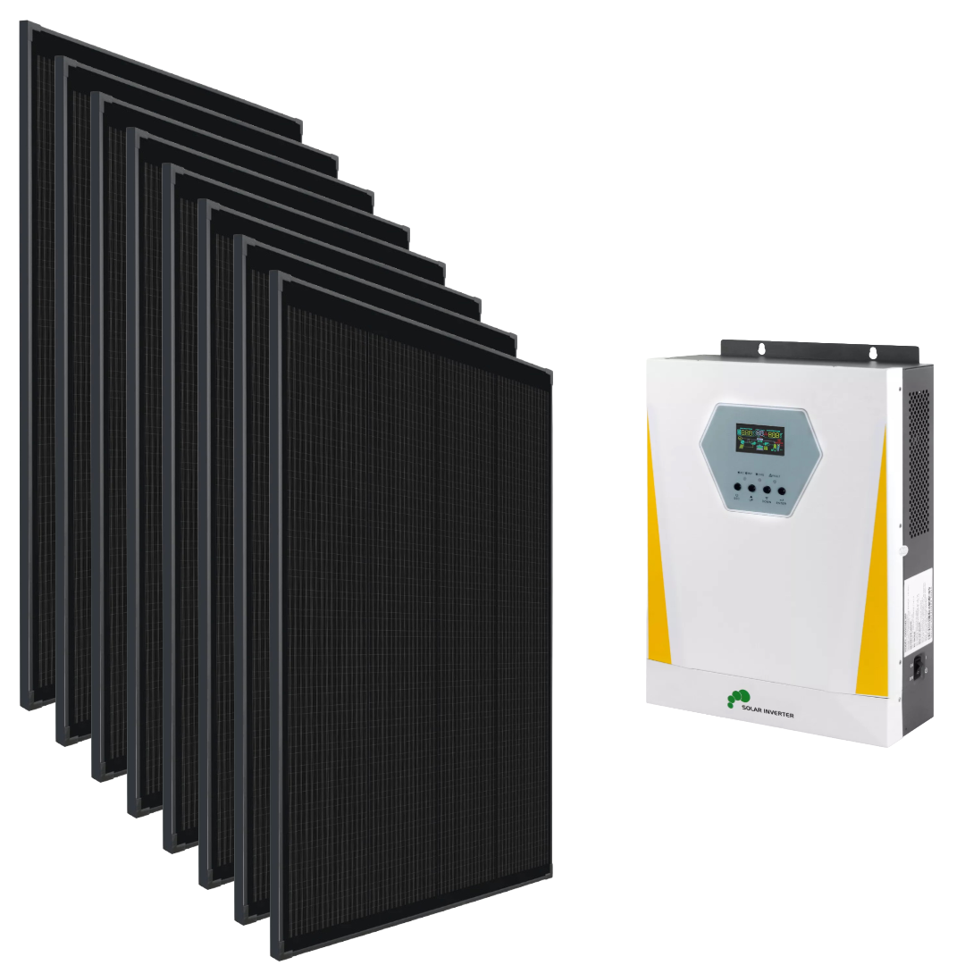 8 × 500W 12V Mono Shingled Fixed Solar Panels + 5kW Hybrid Inverter Bundle