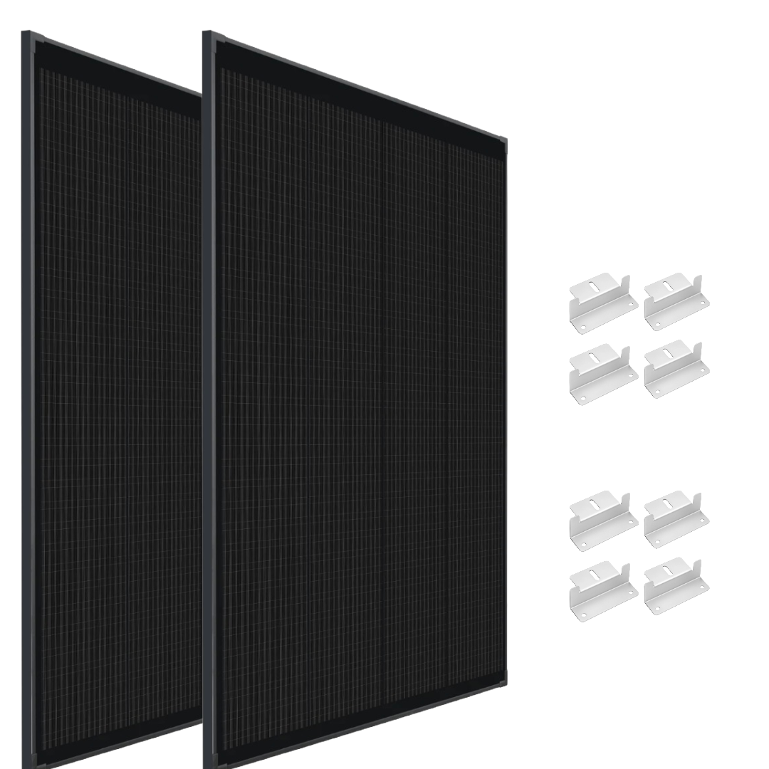 2 × 500W 12V Mono Shingled Panels + 8 × Aluminium Z-Bracket Mounts