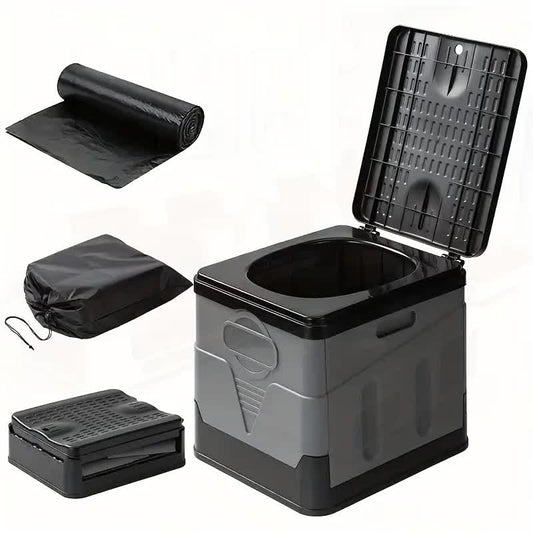 Portable Car Toilet with Integrated Waste Bin - Durable PP Material, Ideal for RVs, Outdoor Camping & Emergency Situations - Sleek Design with Ventilation Slits RV Toilets