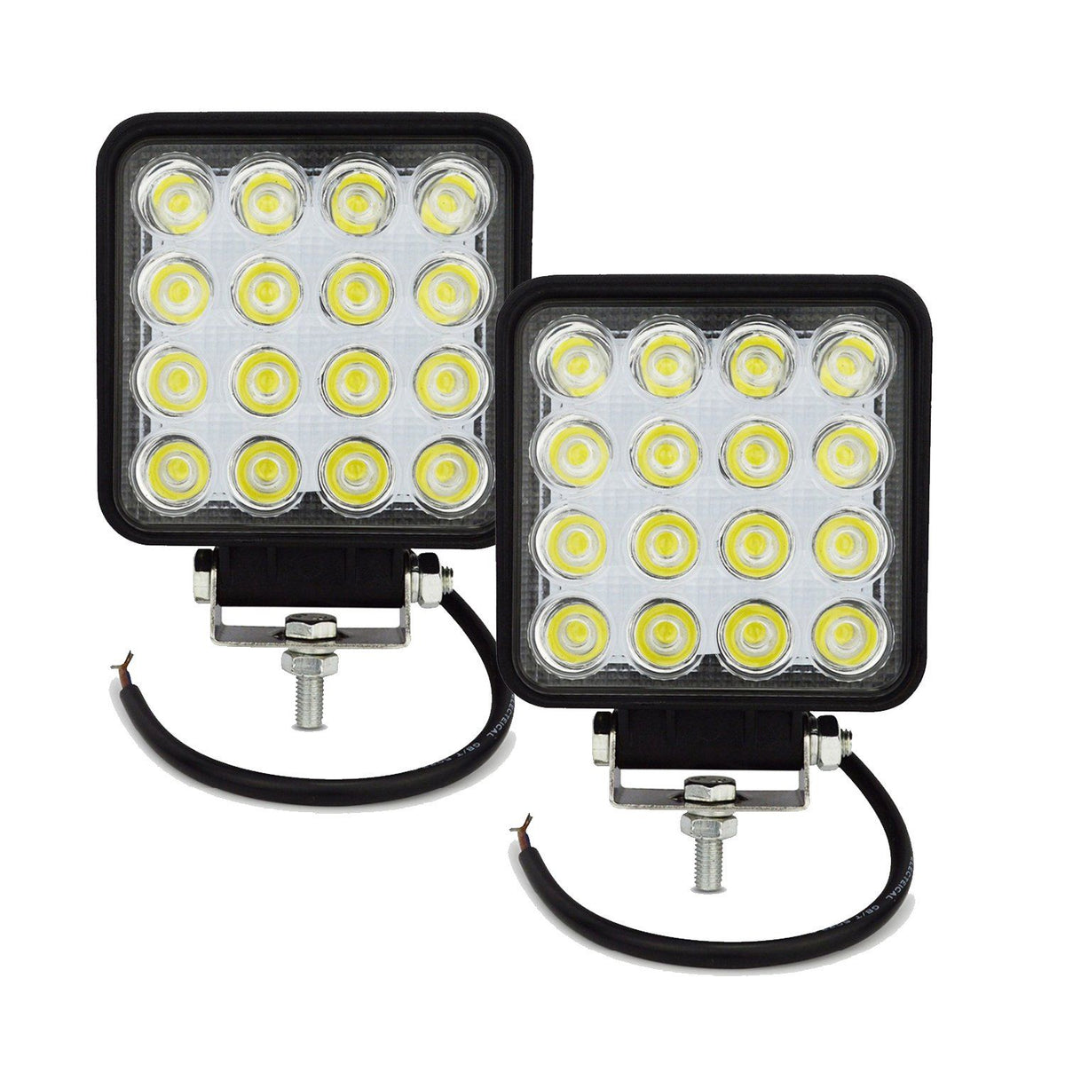 Pair 4-Inch Square LED Flood Work Lights | 4WD, SUV & Boat – product image
