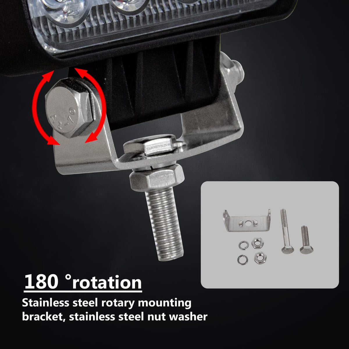 Pair 4-Inch Square LED Flood Work Lights | 4WD, SUV & Boat – product view 3