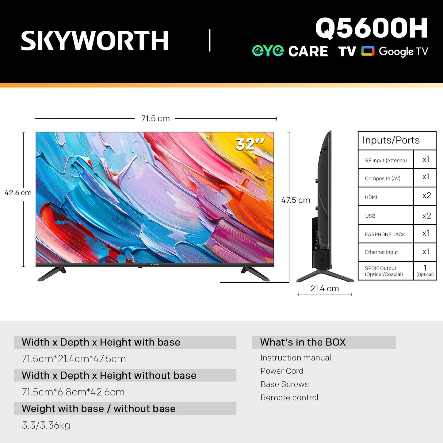 Skyworth 32-inch Q5600H QLED+ Smart Google TV