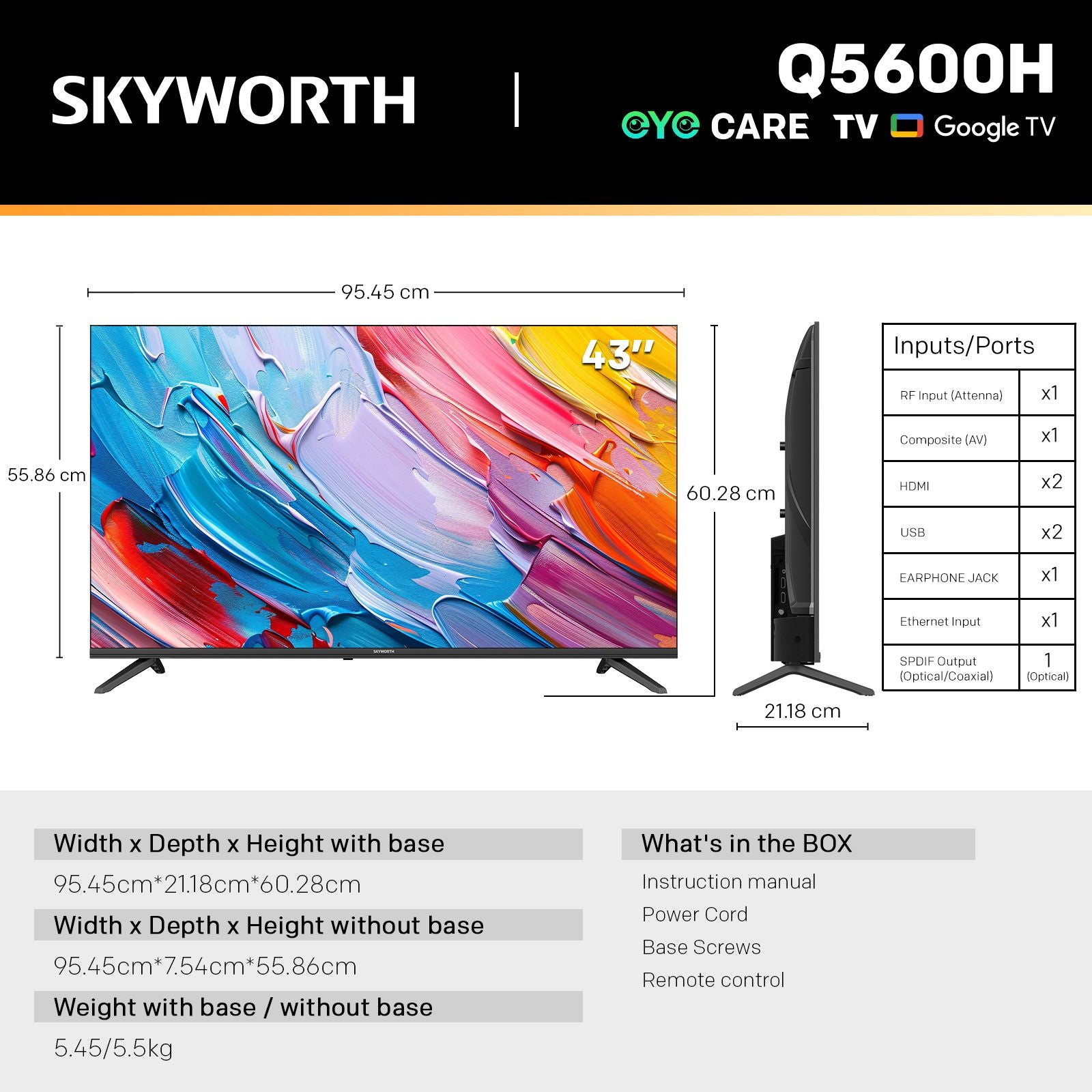 Skyworth 43-inch Q5600H QLED+ Smart Google TV