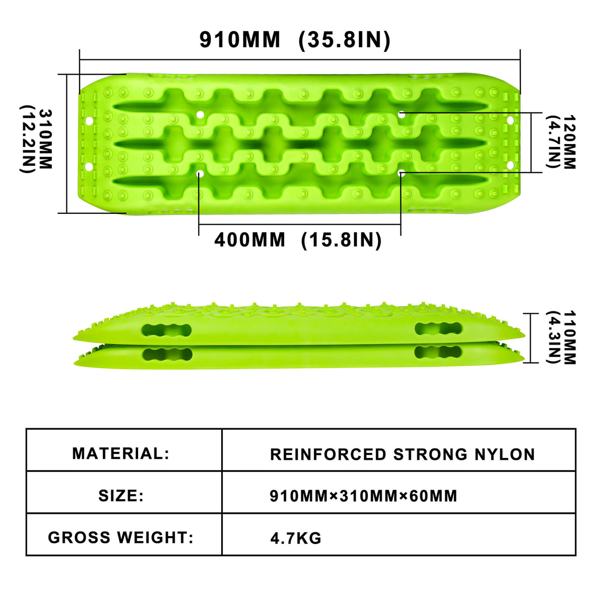 X-BULL 10T Recovery Boards 2-Pack 91cm Green | 4WD – product view 2