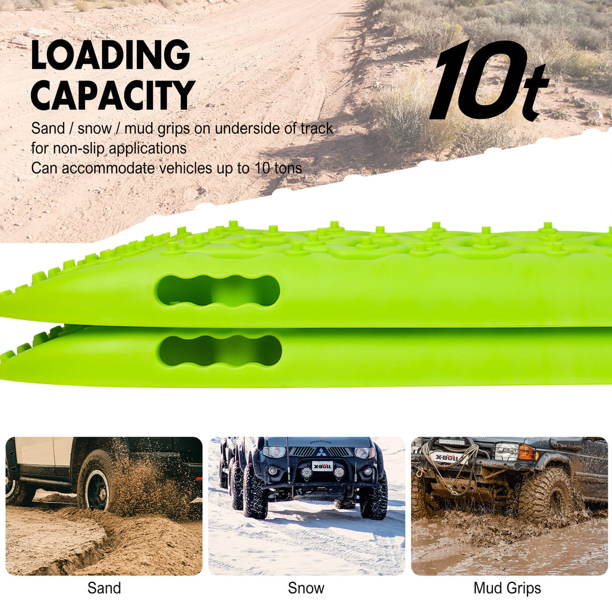 X-BULL 10T Recovery Boards 2-Pack 91cm Green | 4WD – product view 3