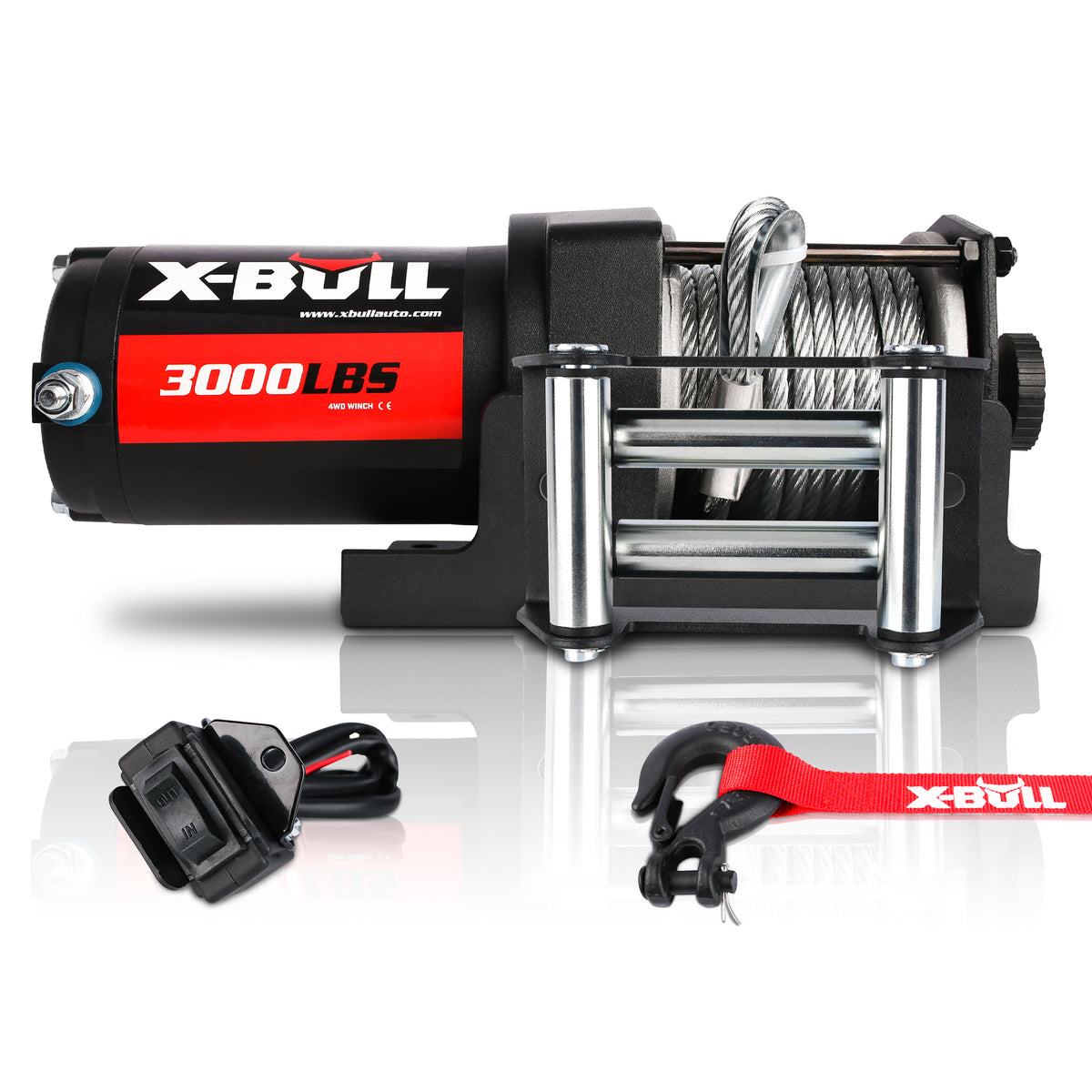 X-BULL 3000lb 12V Electric Winch with Steel Cable | ATV & Boat – product view 2