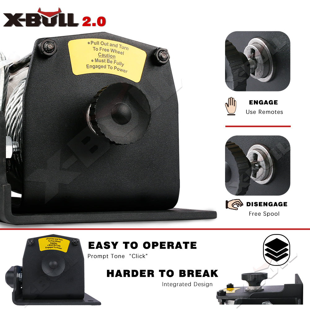 X-BULL 3000lb 12V Electric Winch with Steel Cable | ATV & Boat – product view 4