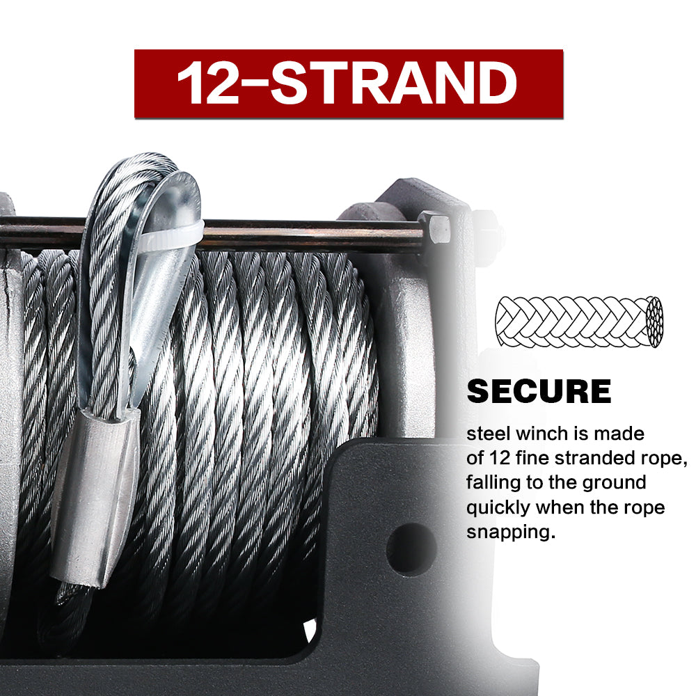 X-BULL 3000lb 12V Electric Winch with Steel Cable | ATV & Boat – product view 5