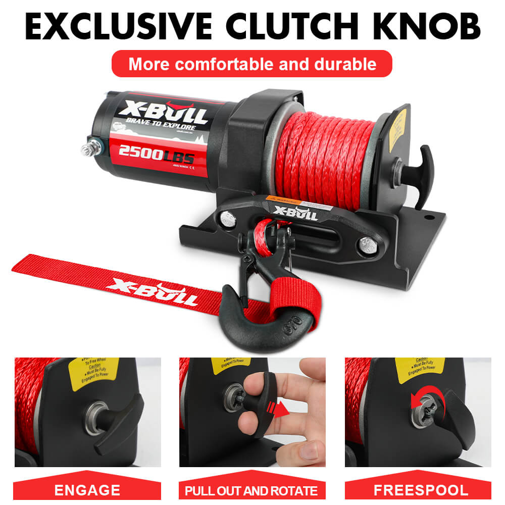 X-BULL 2500lb 12V Electric Winch with Synthetic Rope | ATV & Boat – product view 3
