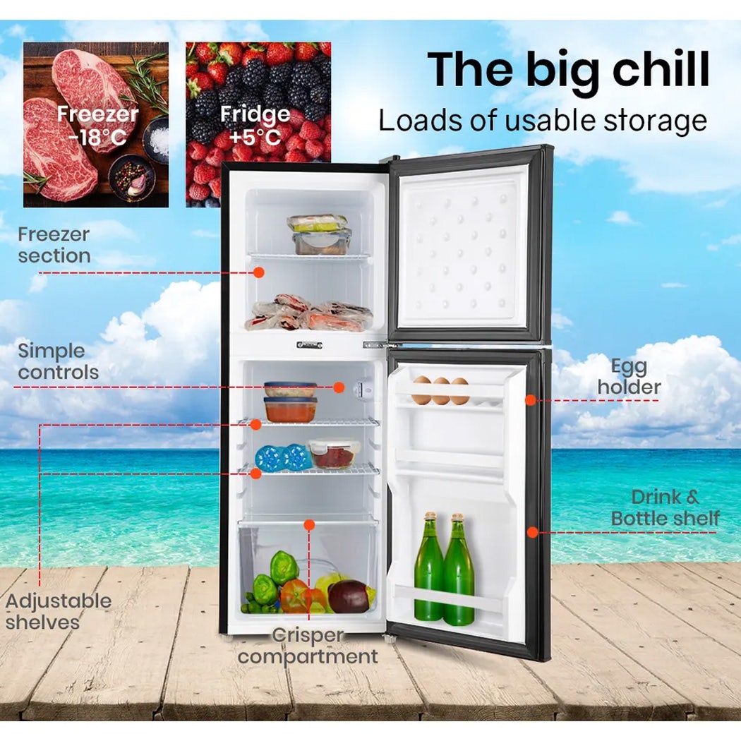 GECKO 125L Portable Upright Fridge, 12V/24V for Motorhome, Caravan, Black