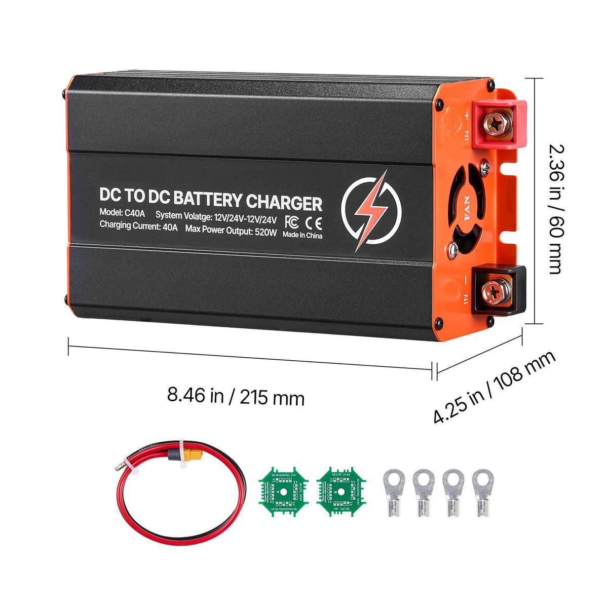 VEVOR 40A 520W DC-DC Battery Charger 12V/24V | RV & 4WD – product view 8