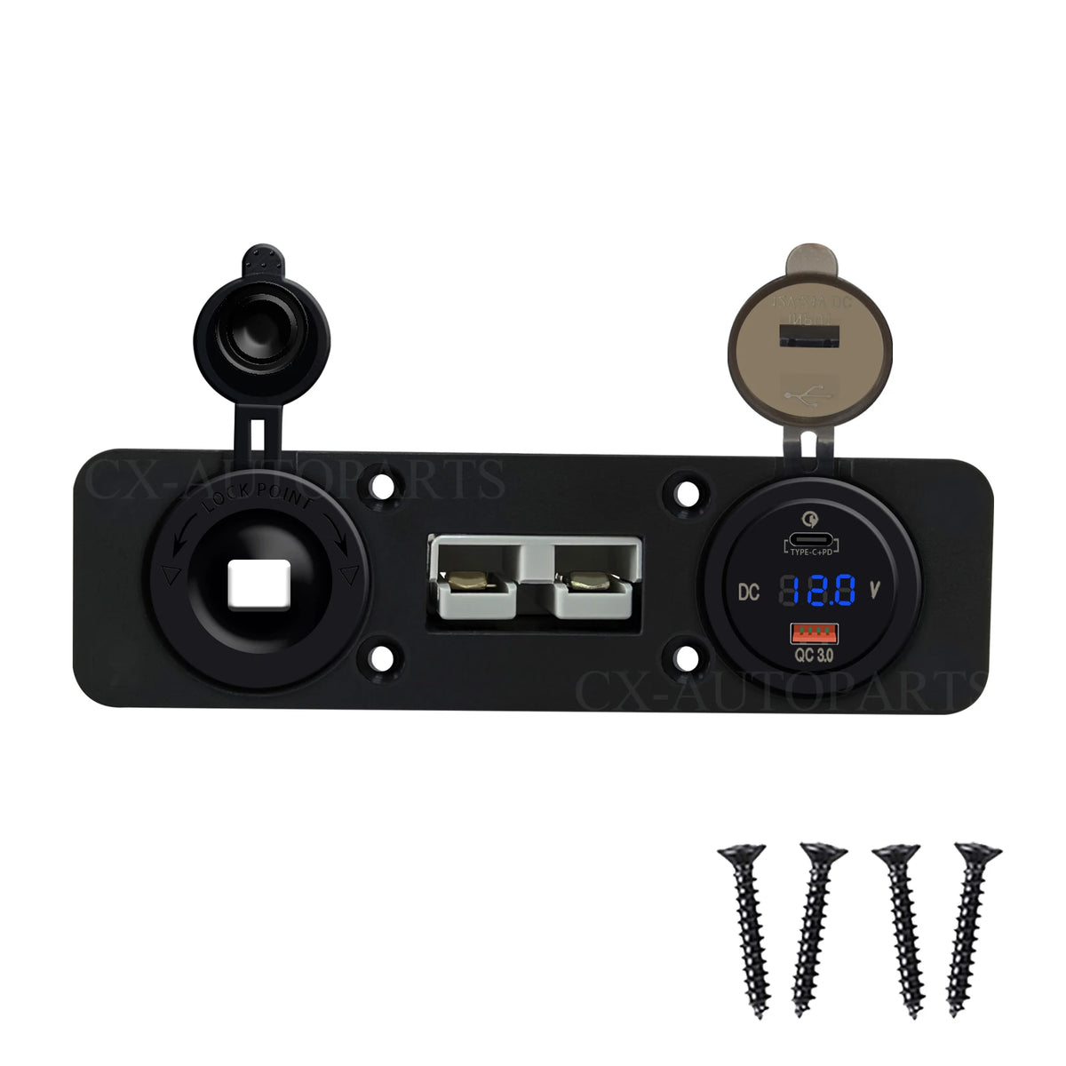 50A Anderson plug power hub with USB-C and cigarette socket