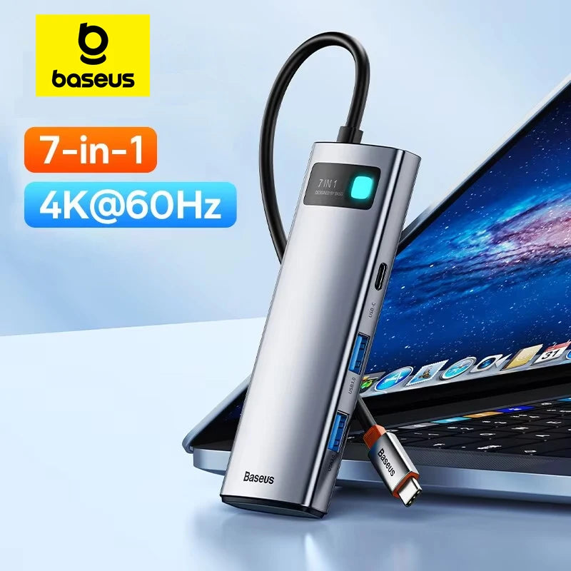 Baseus 7-in-1 USB-C hub with 4K 60Hz HDMI, USB 3.0, PD and card reader – feature overview