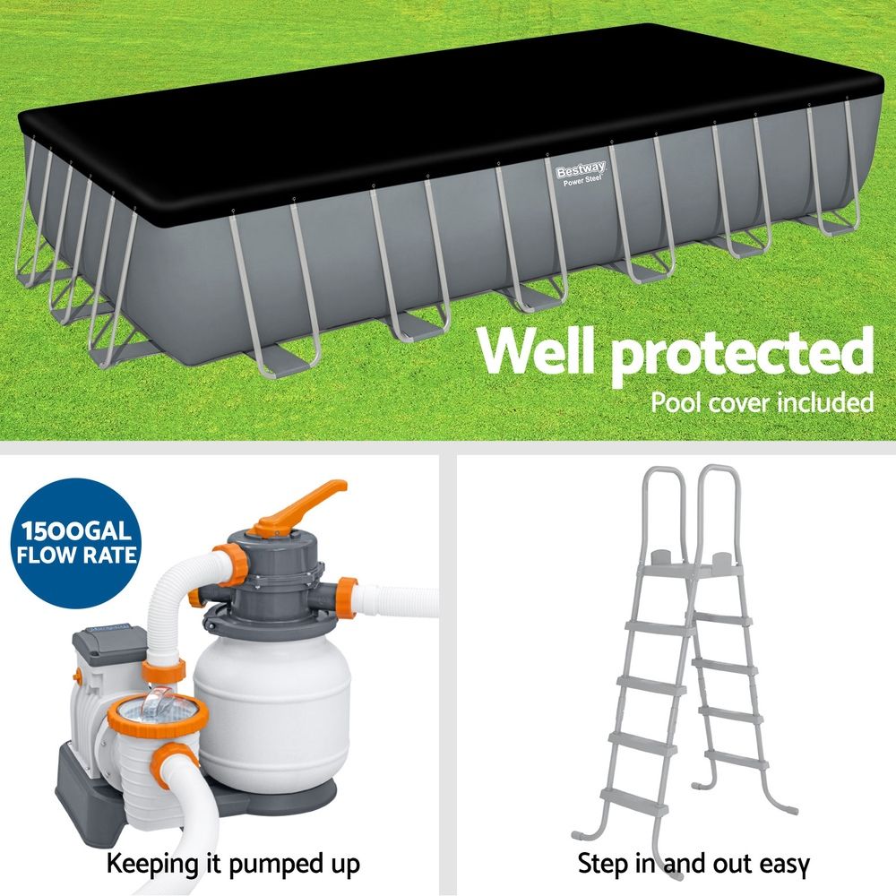 Bestway Power Steel 7.32m Pool Set with Sand Filter, Ladder & Cover – product image 6