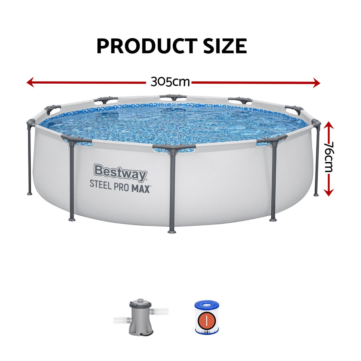 Bestway Steel Pro MAX 3.05m Round Pool with Filter Pump – White – product image 3
