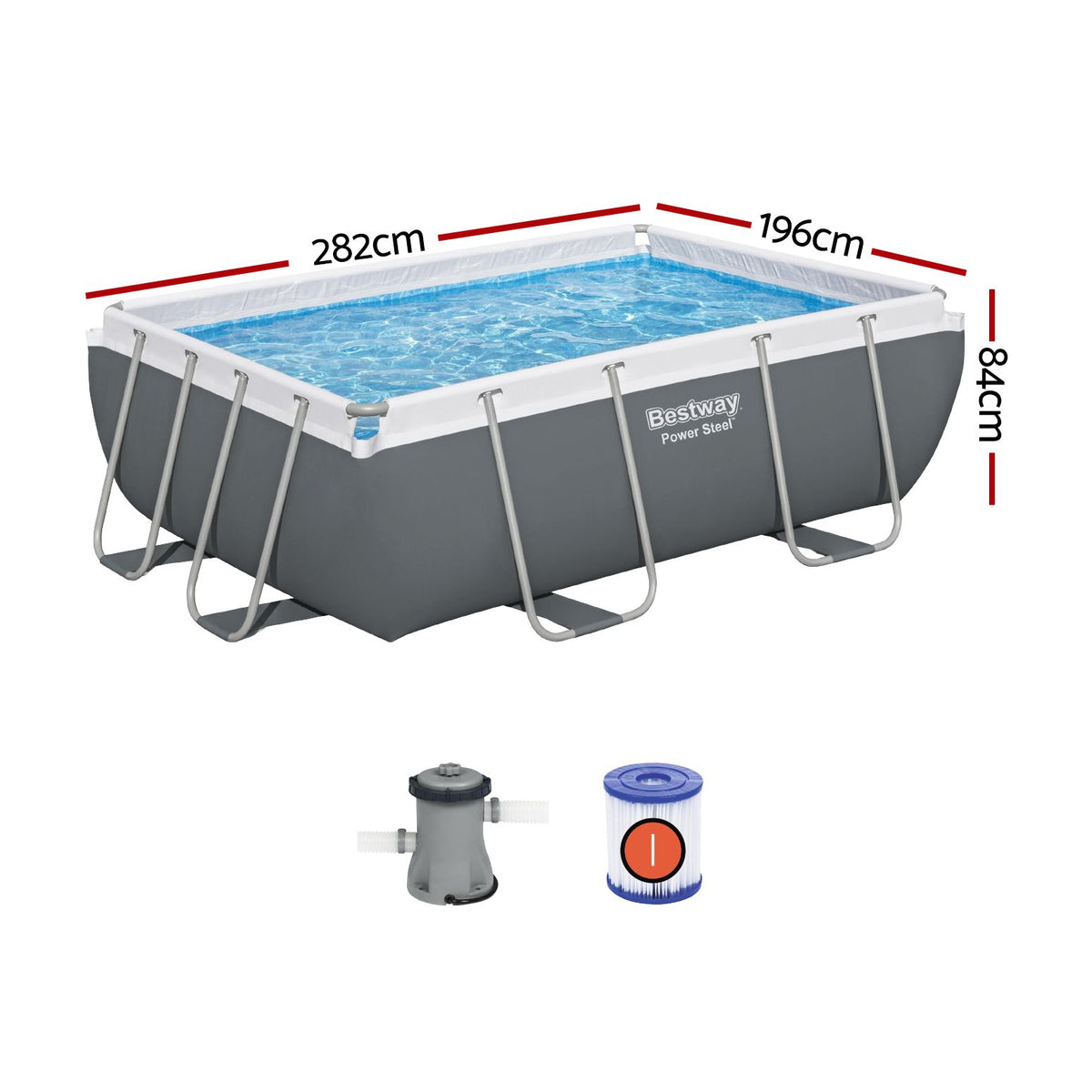 Bestway Power Steel 2.82m x 1.96m Pool with Filter Pump 3,662L – product image 2
