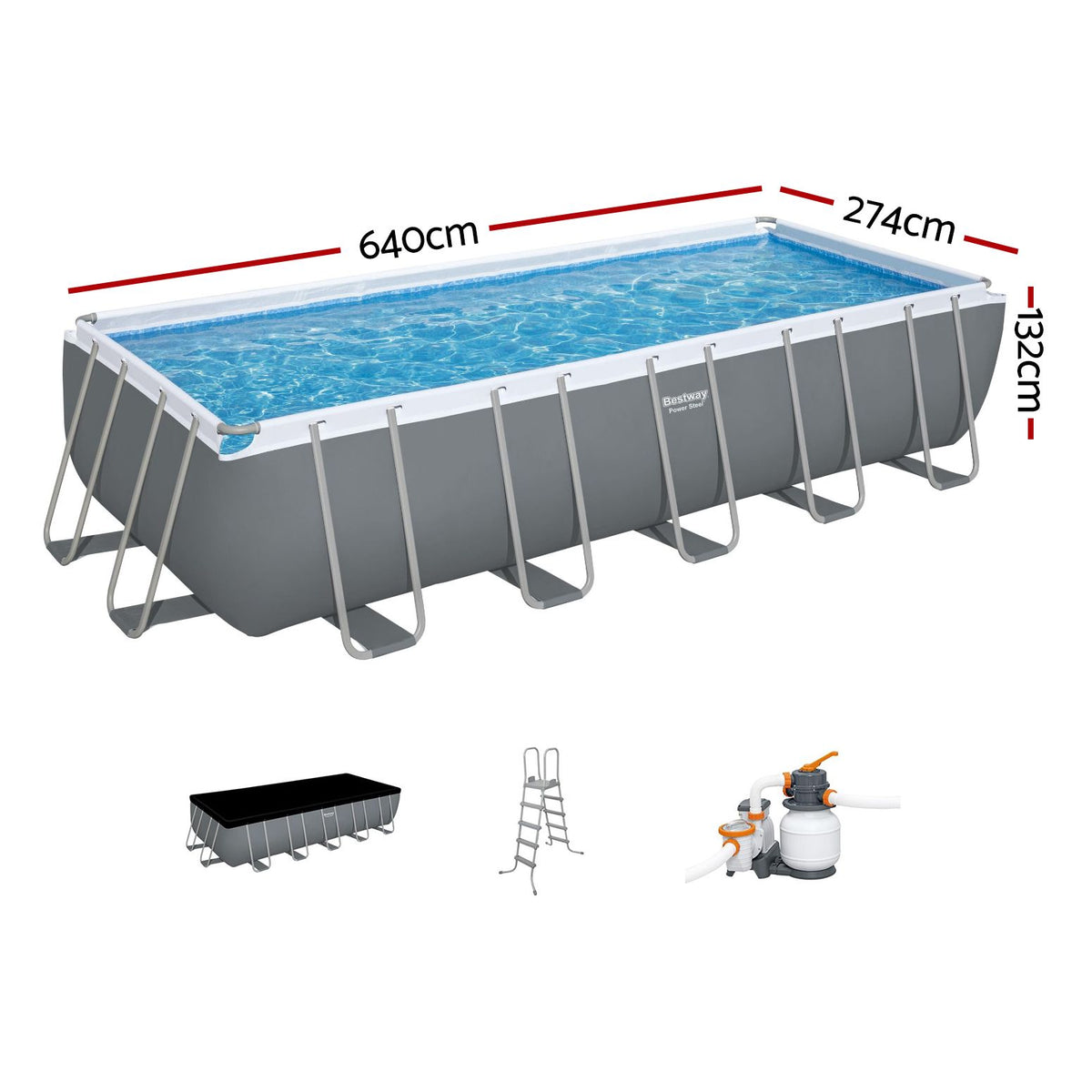 Bestway Power Steel 6.40m Pool Set with Sand Filter, Ladder & Cover – product image 2
