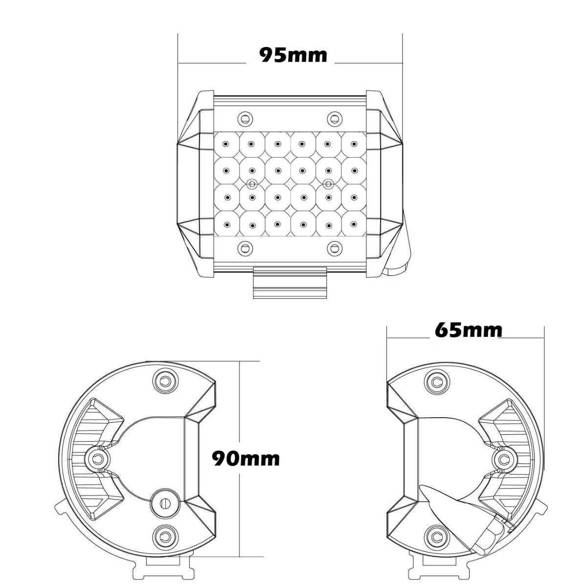 Pair 4-Inch Philips LED Spot Work Lights | 4WD & Reverse – product view 3