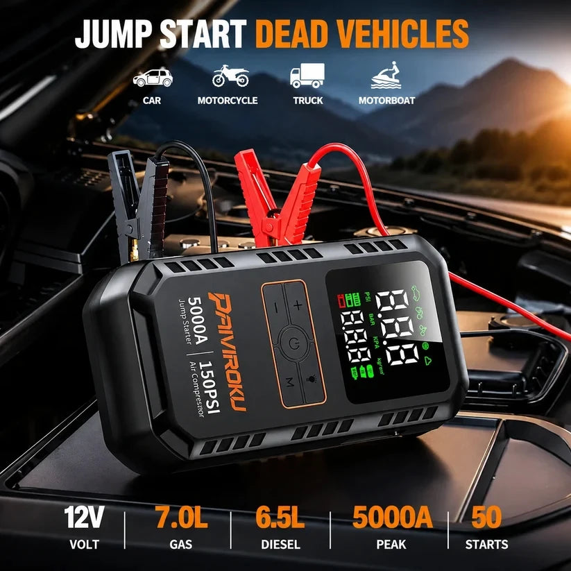 PAIVIROKU jump starter tyre inflator and power bank