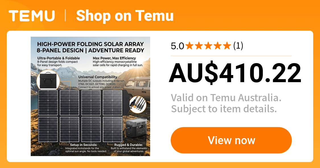 Foldable portable solar panel for caravan, RV, camping and off-grid solar power