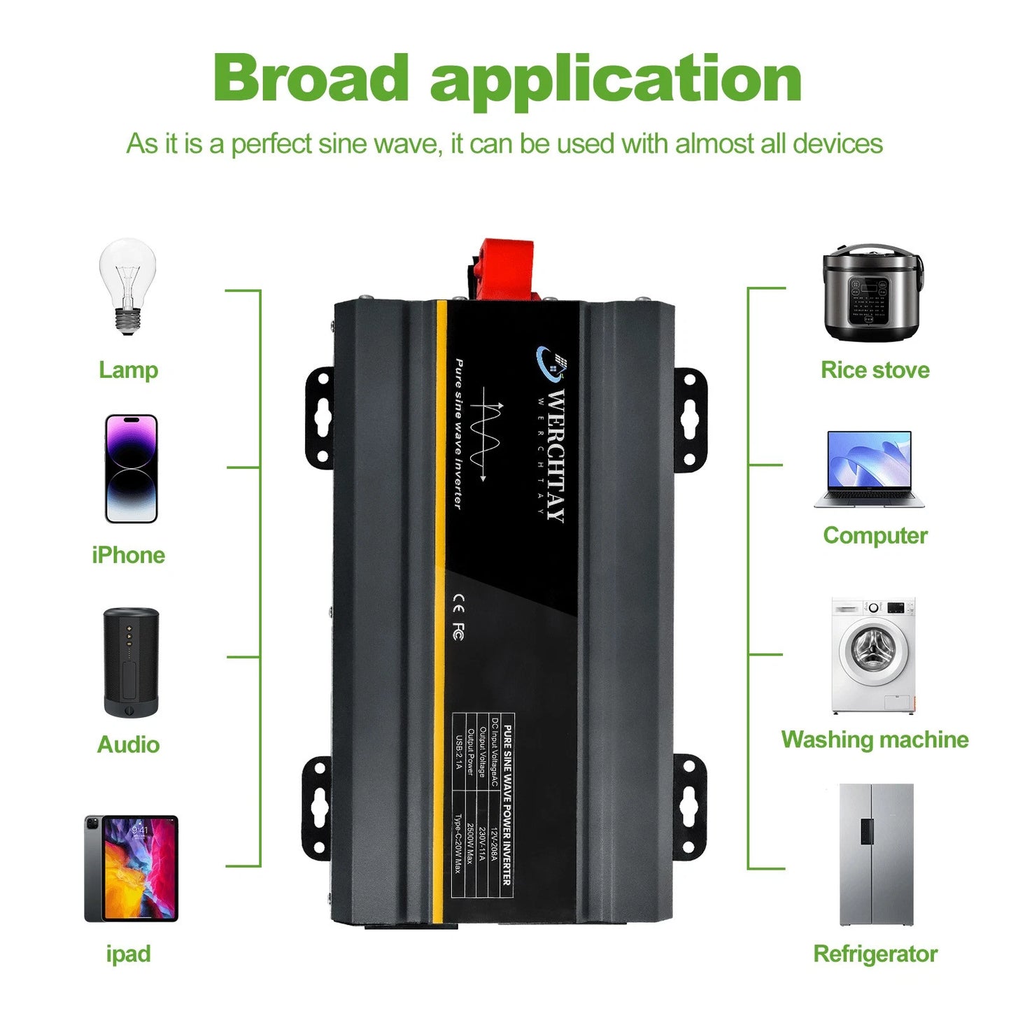 2500W 12V–240V Pure Sine Wave Power Inverter Caravan Camping 4WD