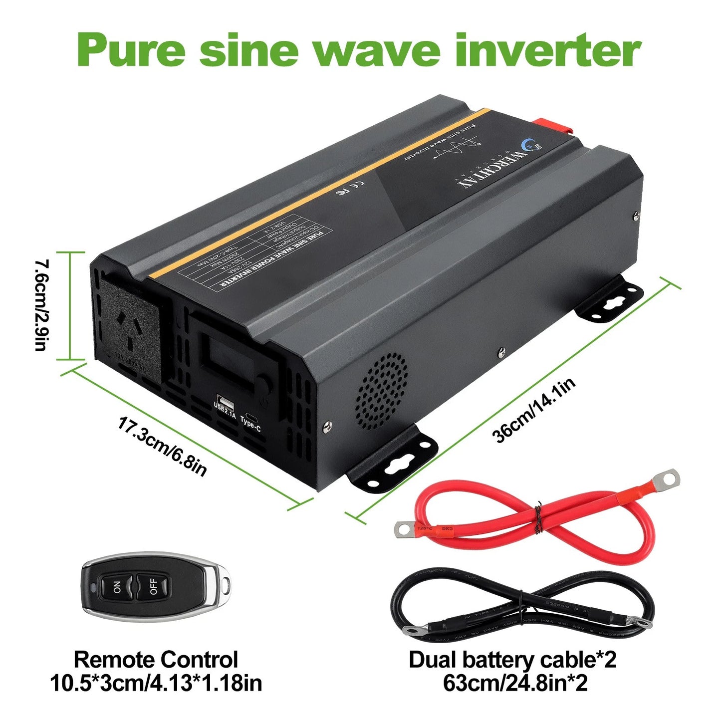 2500W 12V–240V Pure Sine Wave Power Inverter Caravan Camping 4WD