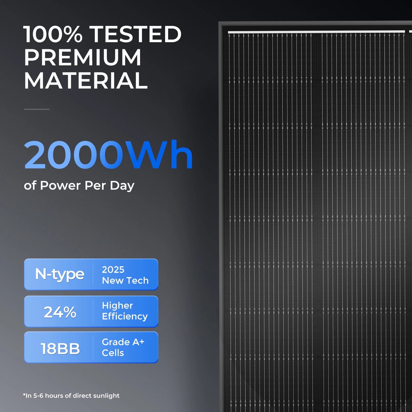 6 × 400W 12V Fixed Shingled Mono Solar Panel Bundle