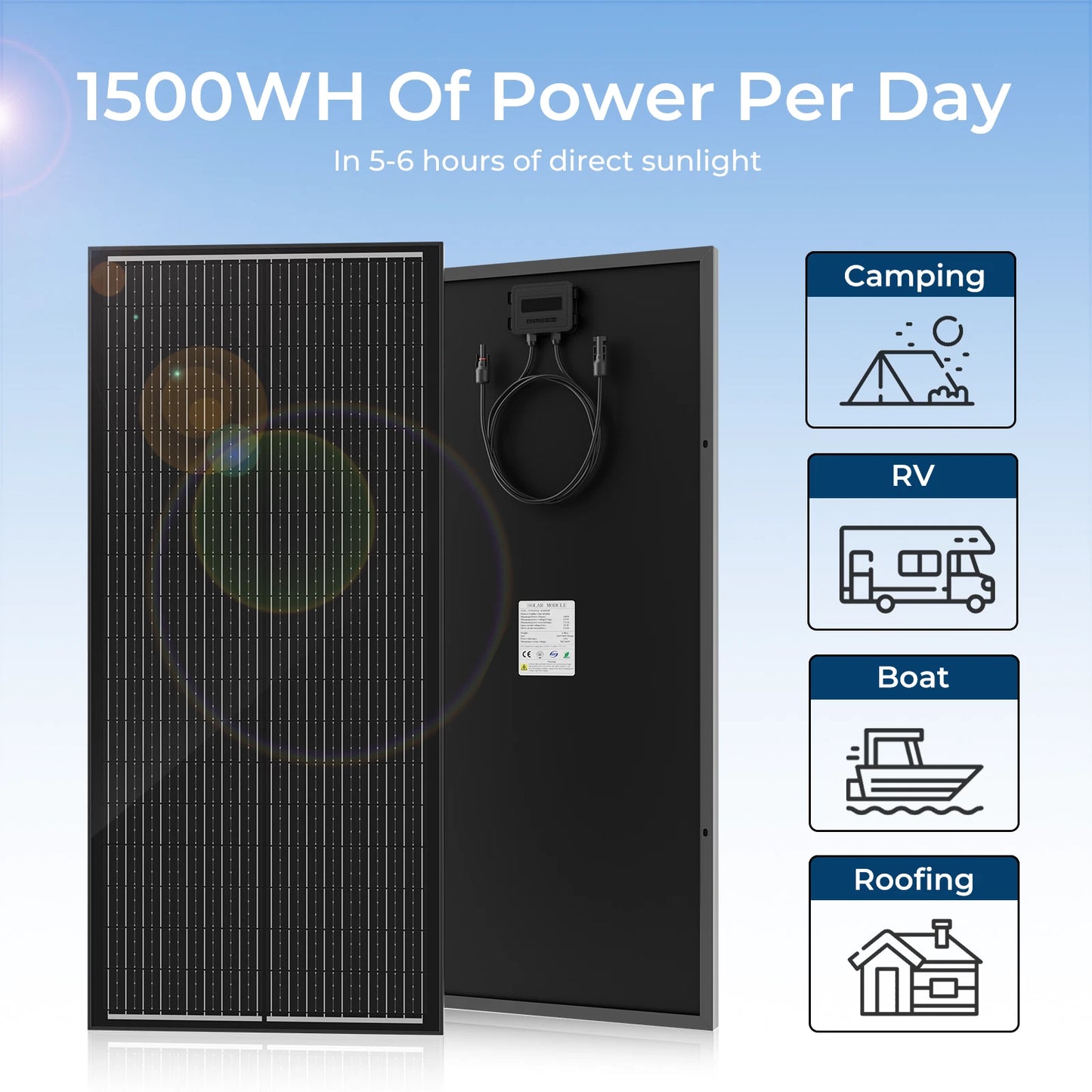 4 × 300W 12V Fixed Monocrystalline Shingled Solar Panel Bundle