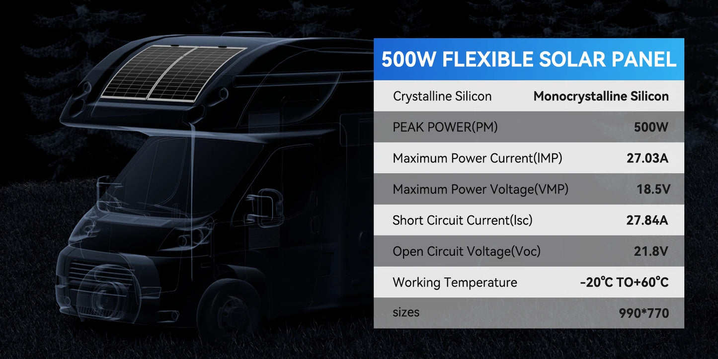 500W 12V Monocrystalline Flexible Solar Panel