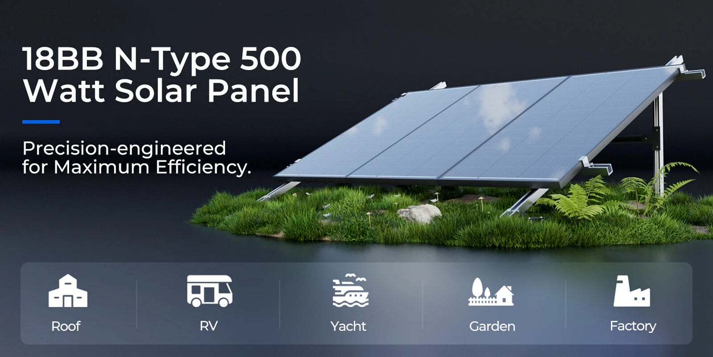 2x 500W 12V Mono Shingled Fixed Solar Panel Camping RV