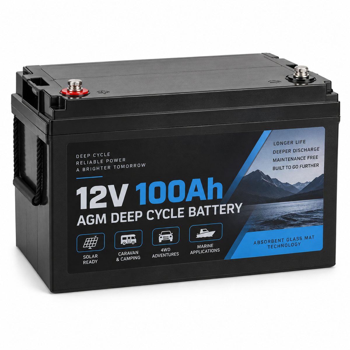 12V 100Ah AGM deep cycle battery for solar caravan 4WD camping and marine use