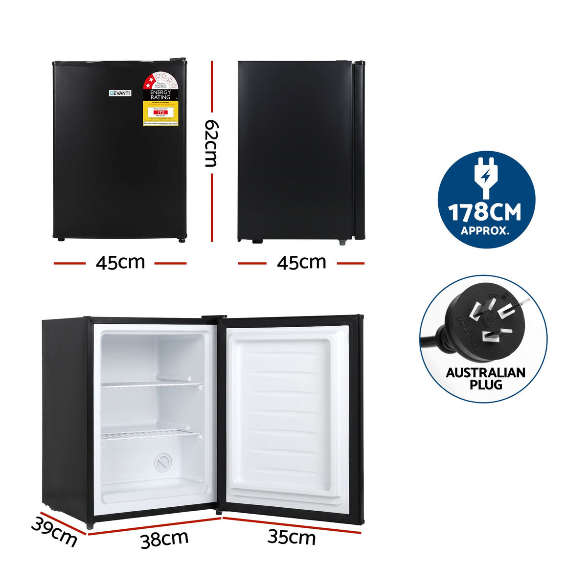 Devanti 42L Upright Freezer Fridge Black - additional product photo