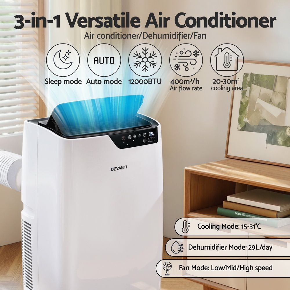 Devanti 12000 BTU portable air conditioner details