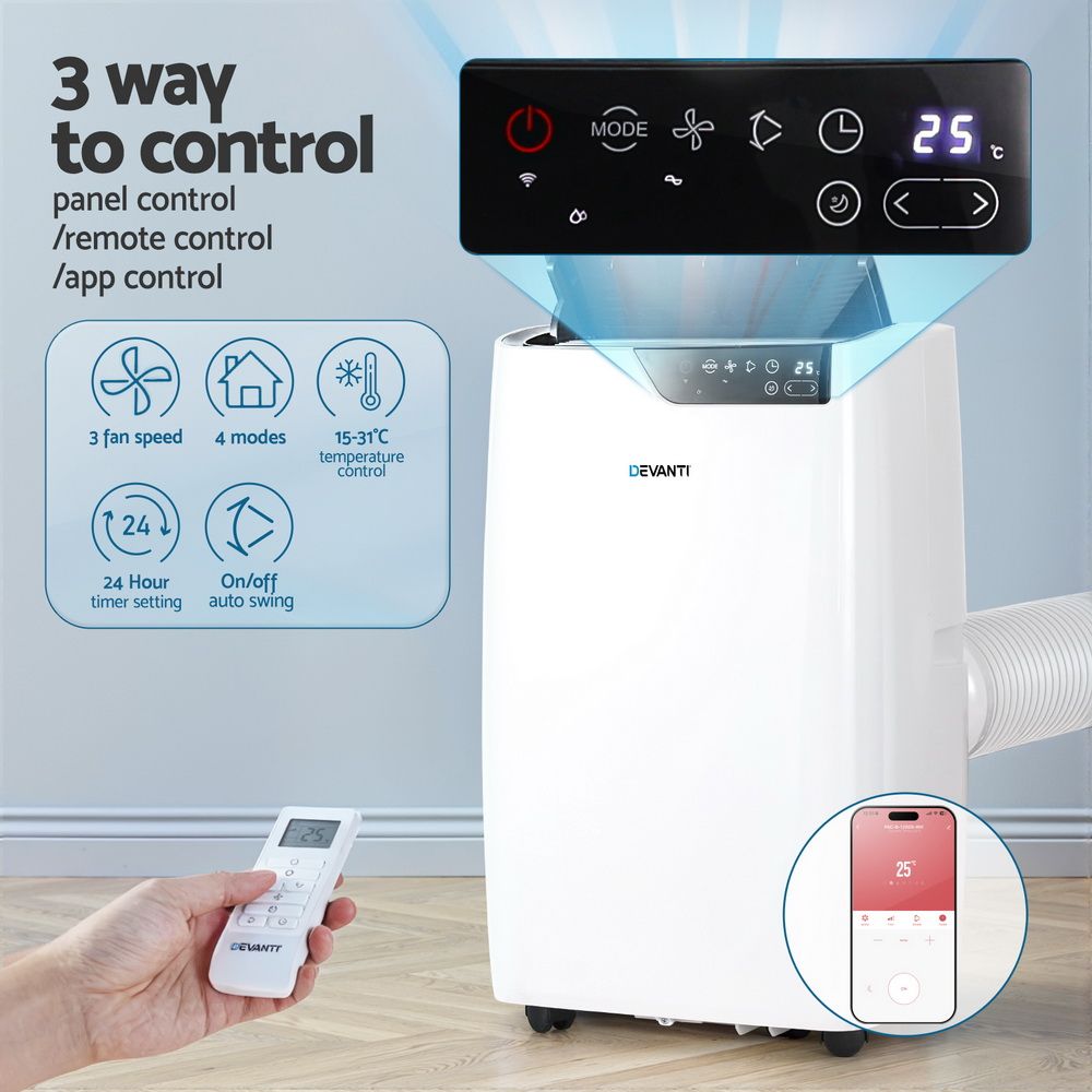 Devanti 12000 BTU portable air conditioner controls